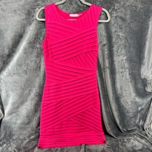 Calvin Klein Hot Pink Magenta Textured Sheath Midi Dress Size 4
